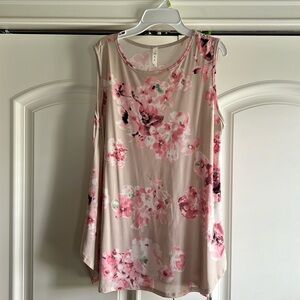 Women’s floral tank, tan and pink